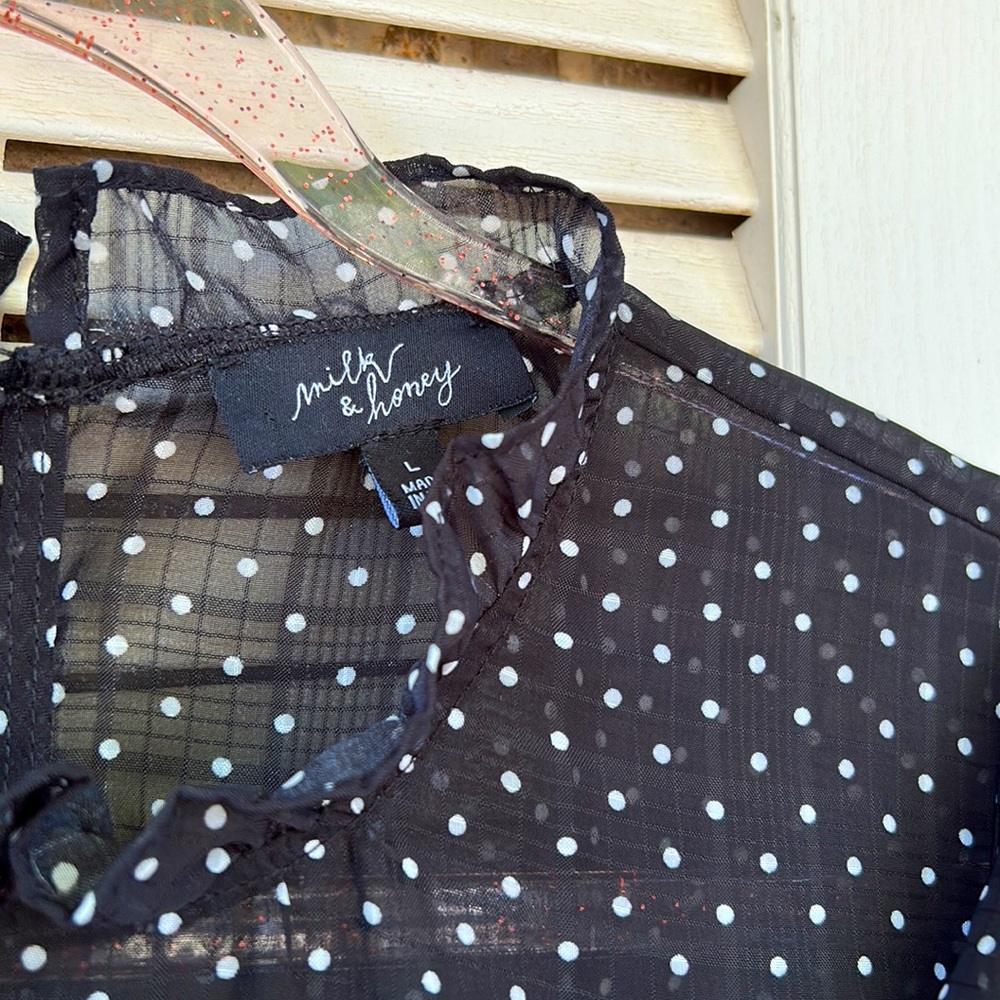 Black Polka Dot Blouse - Picture 3 of 5